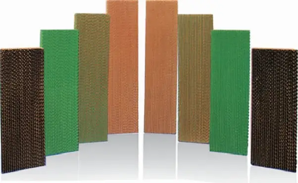 Evaporative cooling pad colour options in brown, green and black