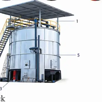 Vertical fermenter tank with access stair and loading block